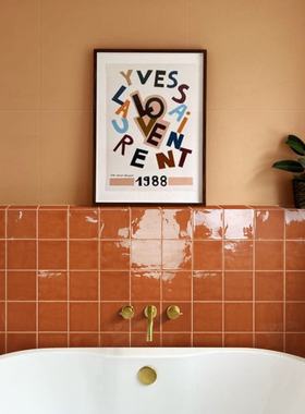 奇遇园 网红摩洛哥橙色亮光手工小方砖厨房浴室卫生间墙砖瓷砖