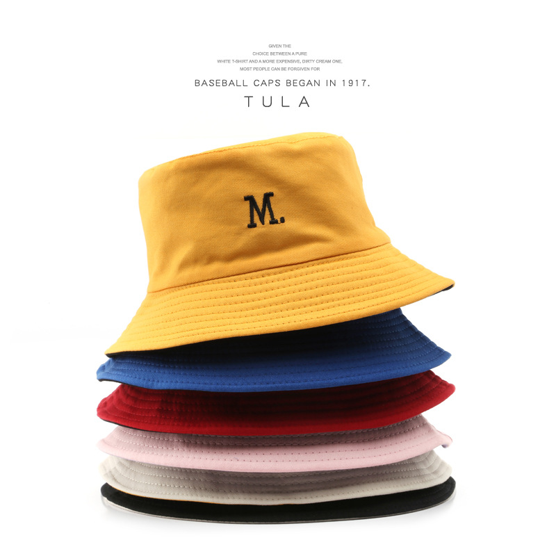 帽子女时尚韩版春秋字母刺绣M渔夫帽户外出行防晒遮阳情侣太阳帽