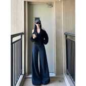 挂脖上衣休闲阔腿裤 春季 韩系穿搭时尚 2025年新款 两件套 一整套女装