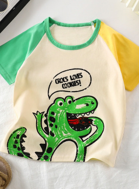 儿童短袖纯棉夏季新款男宝宝t恤卡通女童短袖韩版单上衣童装 8601