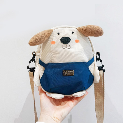 三色补丁原创狗狗挎包可爱