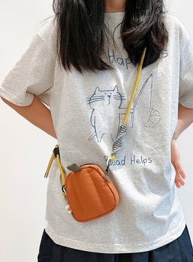 三色补丁小南瓜零钱包耳机包2025秋新款可爱钥匙包迷你斜跨小包包