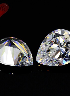 水滴形9A级白锆戒面裸石高仿钻 梨形白色锆石人造CZ彩色宝石主石