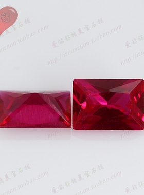 5#红刚玉长方直角车花尖底裸石 5号人造红宝石Ruby点缀饰品首饰