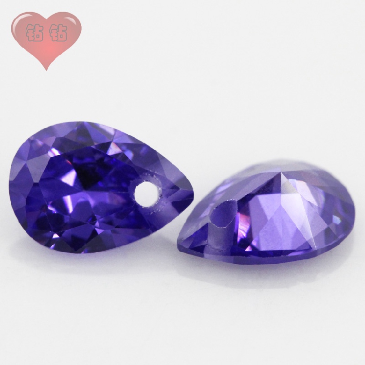 水滴形紫蓝色镶嵌耳环主石戒面
