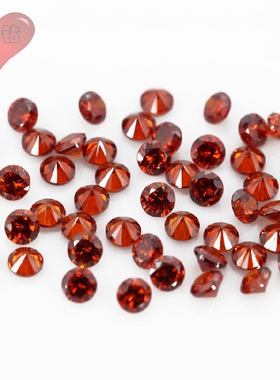 圆形石榴红色锆石戒面裸石 尖底彩色CZ美甲钻DIY配饰0.8mm~4.25mm