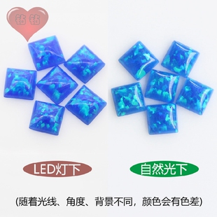公主方人造欧泊石OPAL戒面裸石 正方直角澳宝宝石镶耳夹主石FI01