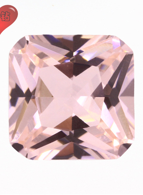 正方倒角粉红色尖底摩根石裸石 合成纳米西陶车花戒面镶嵌45#