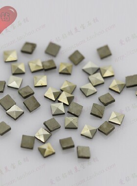 正方形泰银平底马赛克耳环裸石