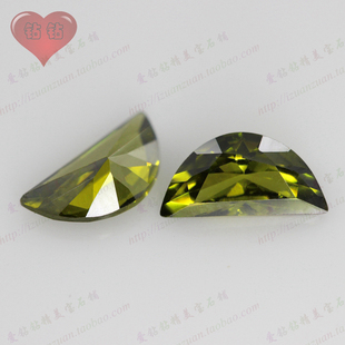 橄榄绿色月亮形半月形锆石裸石 橄榄绿色人造美甲仿钻首饰配饰DIY