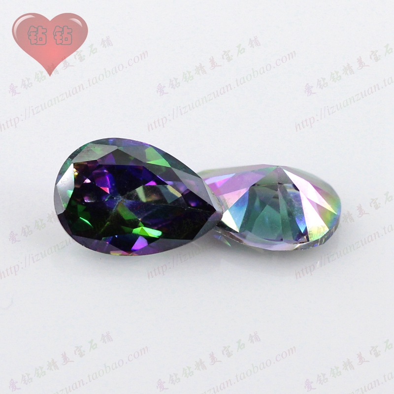 diy裸石水滴形电镀七彩配饰戒面