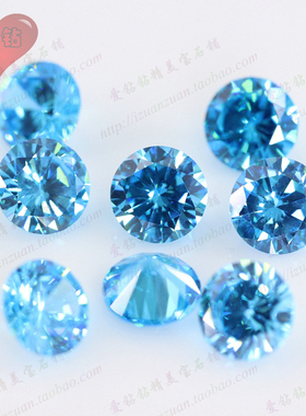 海蓝天蓝色锆石裸石 圆形海蓝锆尖底CZ钻微镶嵌人造钻0.8~4.25mm