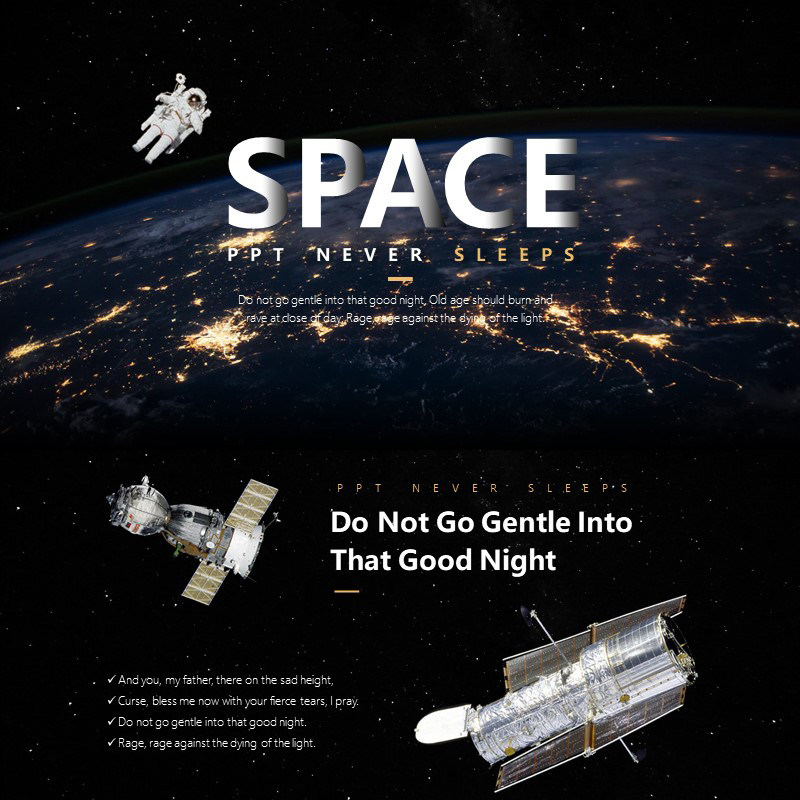 XY129宇航员PPT模版太空宇宙星空诗意大气月球火星星球汇报黑色