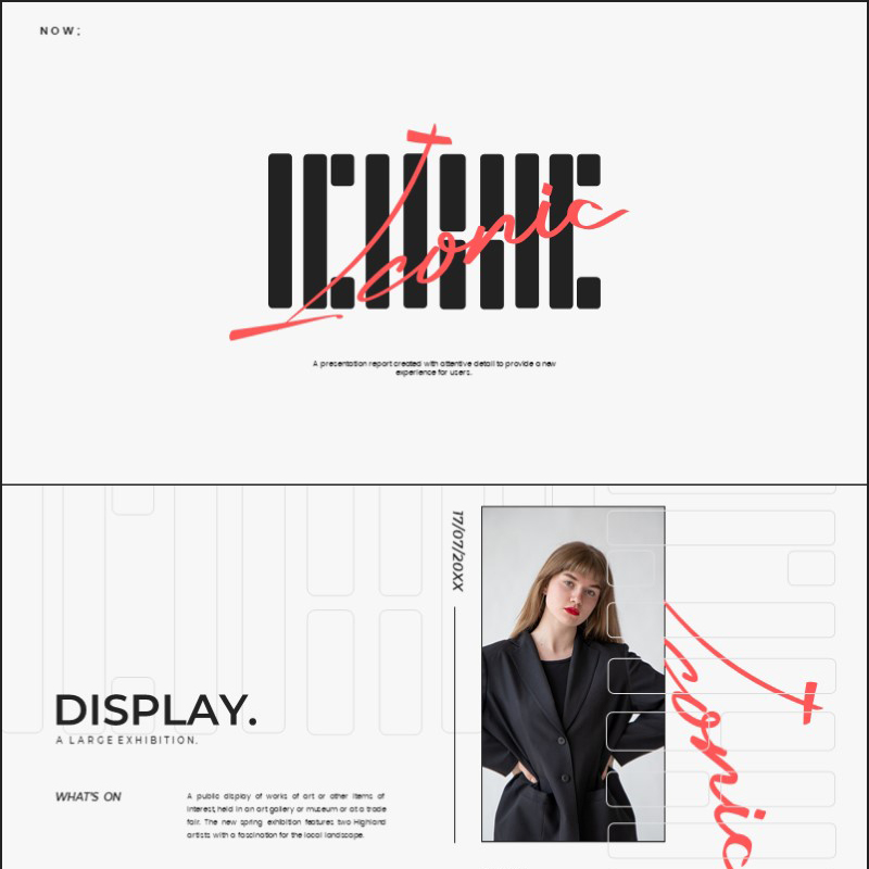 XY279作品集PPT模版冷灰色系极简国外黑白创意高级感艺术提案汇报