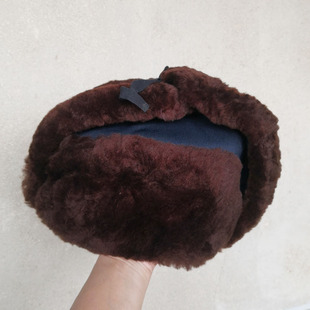 库存全新04皮帽海蓝雷锋帽皮毛帽子寒区抗寒保暖羊剪绒护耳鼻帽