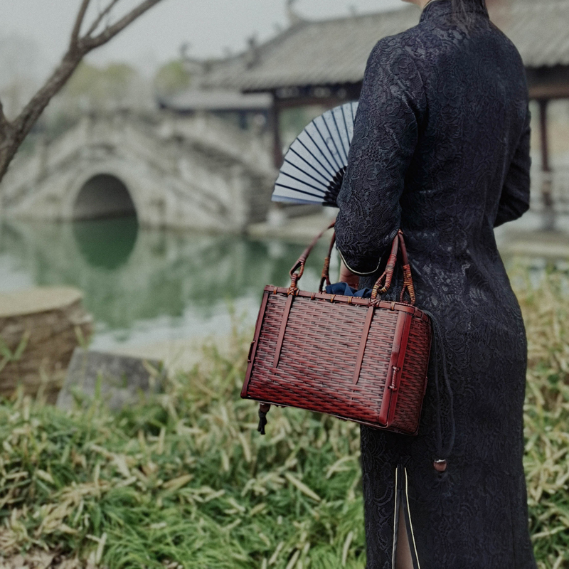 周记竹木纯手工竹编包编织手提包