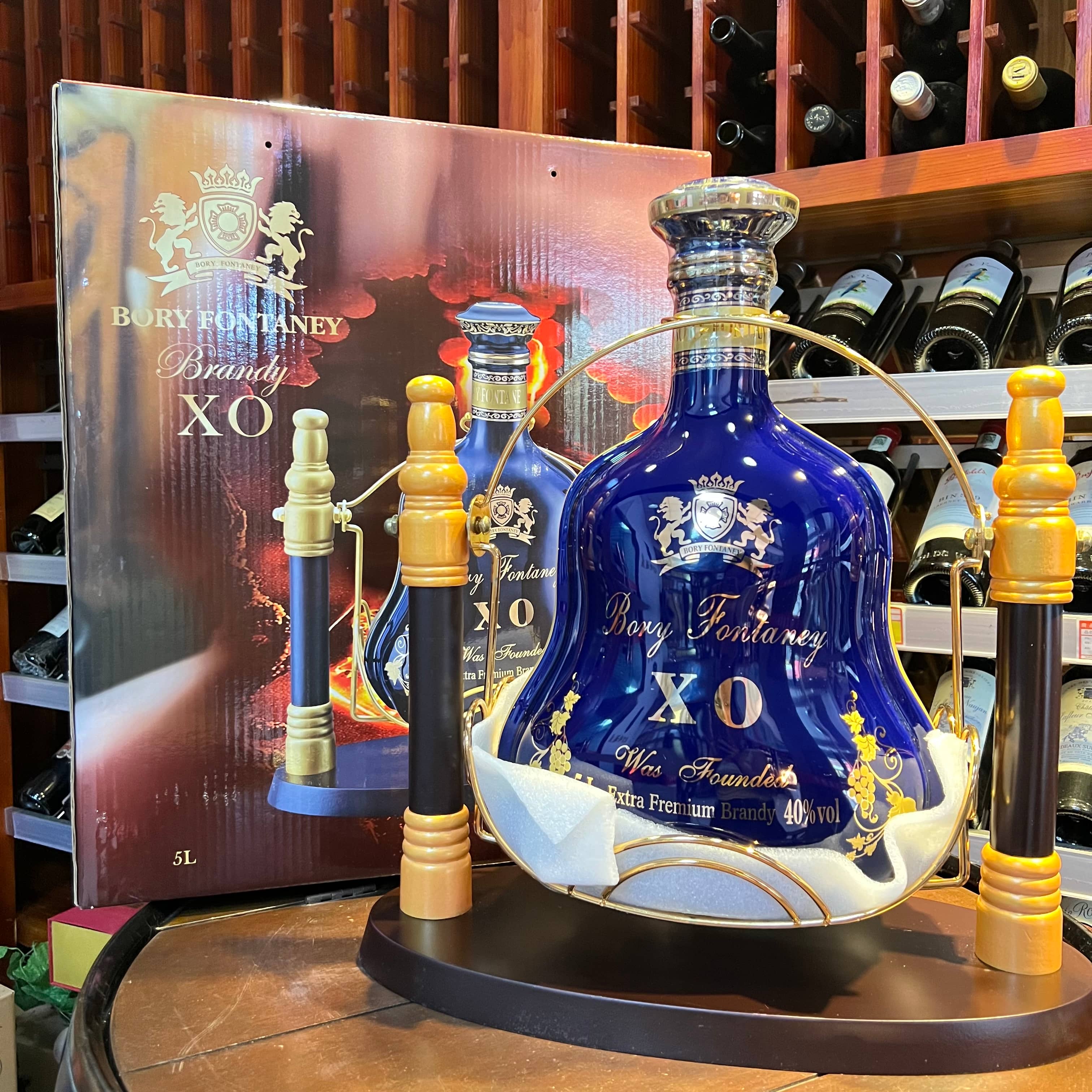 路易斯王子女王酒架XO白兰地5L年货送礼收藏酒木架洋酒大瓶10斤装