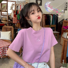 寬鬆百搭印花減齡網紅超火短袖T恤上衣女學生ins