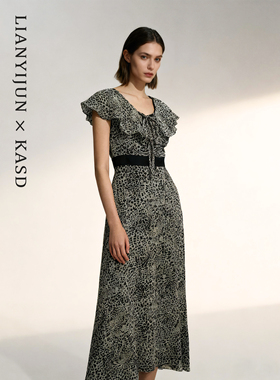 【品牌撤柜】LIANYIJUN×KASD 高腰显瘦气质飞飞袖荷叶边连衣裙