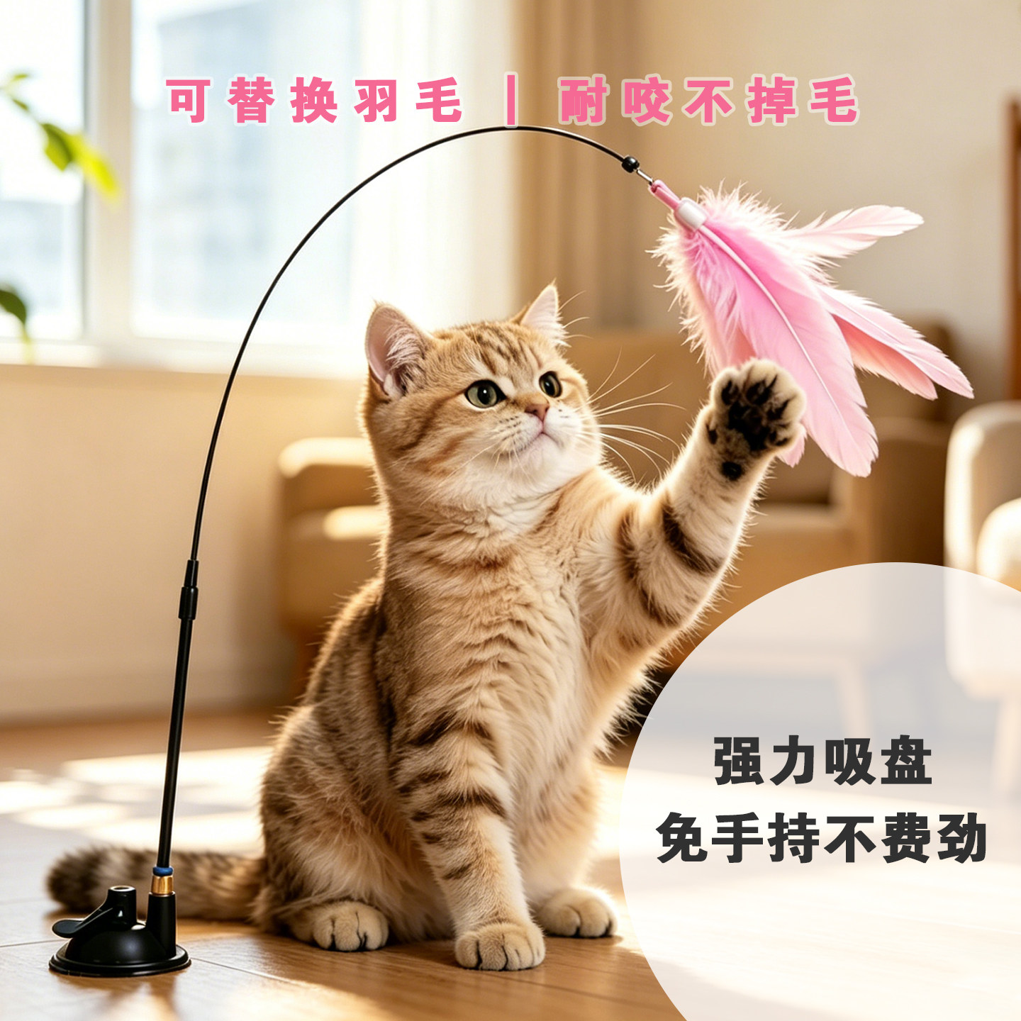 强力吸盘逗猫棒耐咬解闷图片