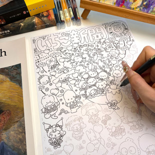 三丽鸥卡通线条画临摹图稿素材入门简单控笔练习手部康复上班摸鱼