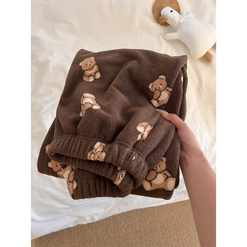 可爱印花少女珊瑚绒睡裤女秋冬季