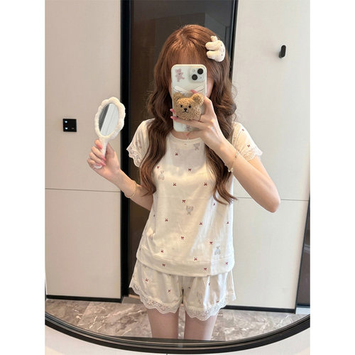 韩系甜美小熊超柔软春夏睡衣套装