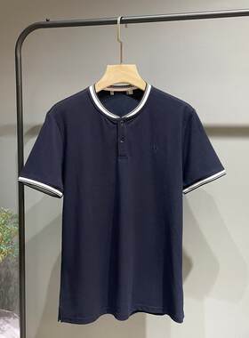 圆领带纽扣夏季流行套头polo衫