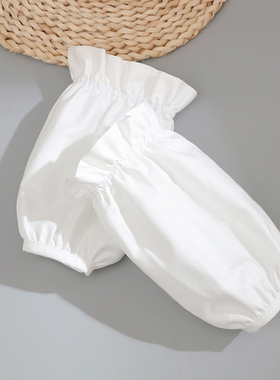 白色袖头纯棉防脏韩版防污袖筒学生袖套医生护士套袖纯白长款短款