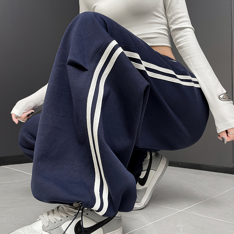 小个子加绒阔腿裤嘻哈街舞运动裤