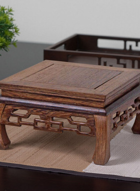 鸡翅木底座实木奇石佛像花瓶盆景茶壶木质摆件木座托架长方形木托