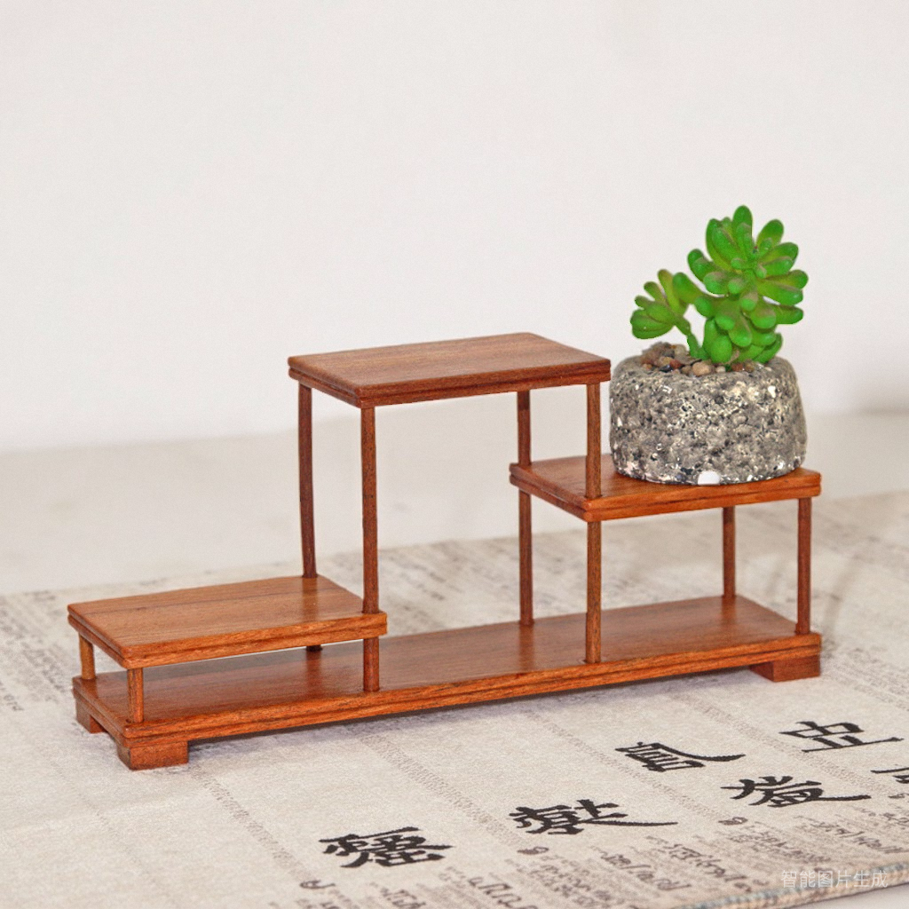 实木小型博古架红木茶具茶壶茶杯置物架微型盆景架摆件收纳展示架