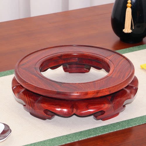 红檀木水晶球葫芦圆形中空底座