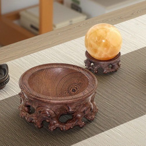 葫芦水晶球根雕圆形凹面工艺品