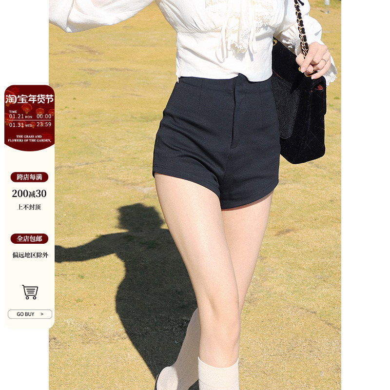 【现货】Haze禾枝 黑色甜辣风高腰休闲短裤女2023春夏美式百搭小