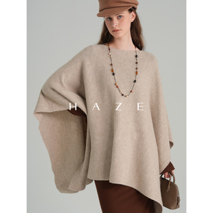 Haze禾枝《轮廓》韩系女主角松弛感慵懒风斗篷披肩蝙蝠袖上衣外套