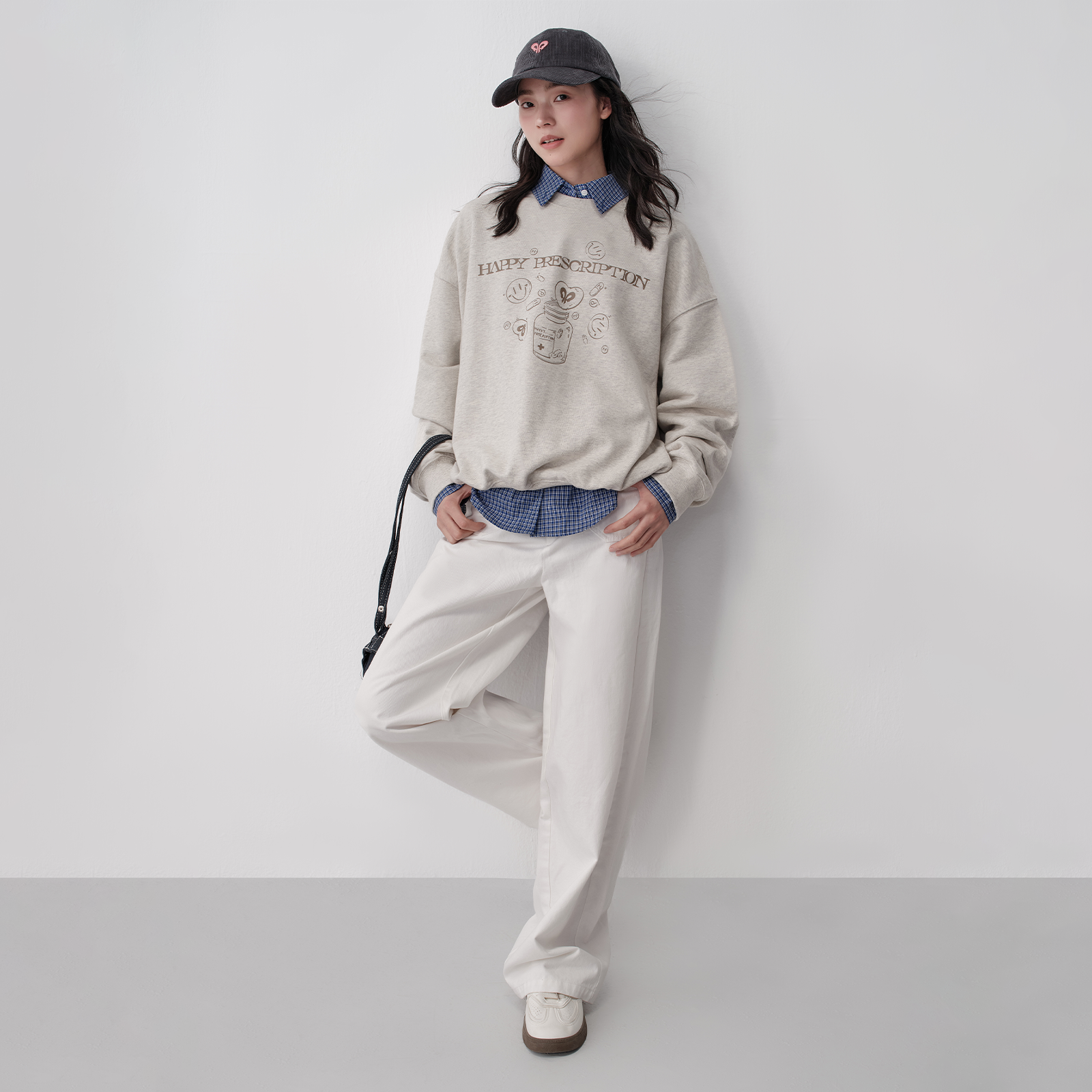 【博主推荐】Happy Prescription快乐药方 宽松廓形圆领卫衣