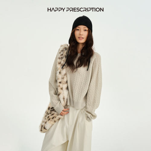 【博主推荐】Happy Prescription 快乐药方羊毛微透绞花圆领毛衣