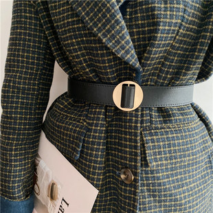 韩版 饰百搭大衣配连衣裙毛衣收腰腰封无孔皮带潮 气质宽腰带女士装