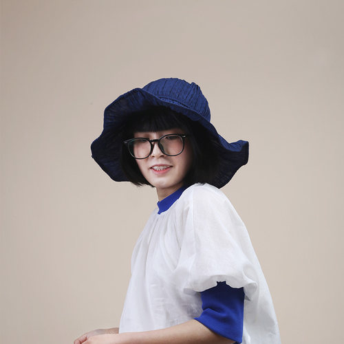 易收纳小清新风遮阳帽防晒帽子