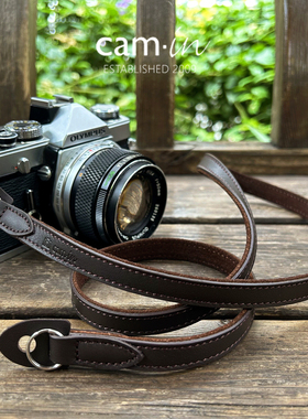 cam-in手工复古牛皮微单相机背带挂脖肩带适用于徕卡索尼富士XT50