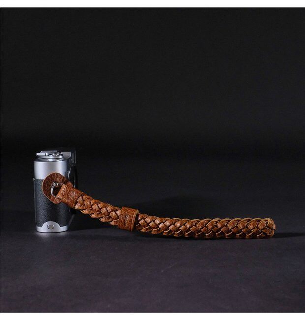 cam-in手工真皮牛皮复古编织单反微单相机手腕带适用索尼富士徕卡