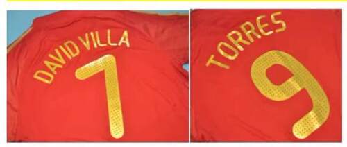 2008西班牙印字托雷斯#9 TORRES大卫比利亚印字#7 DAVID VILLA