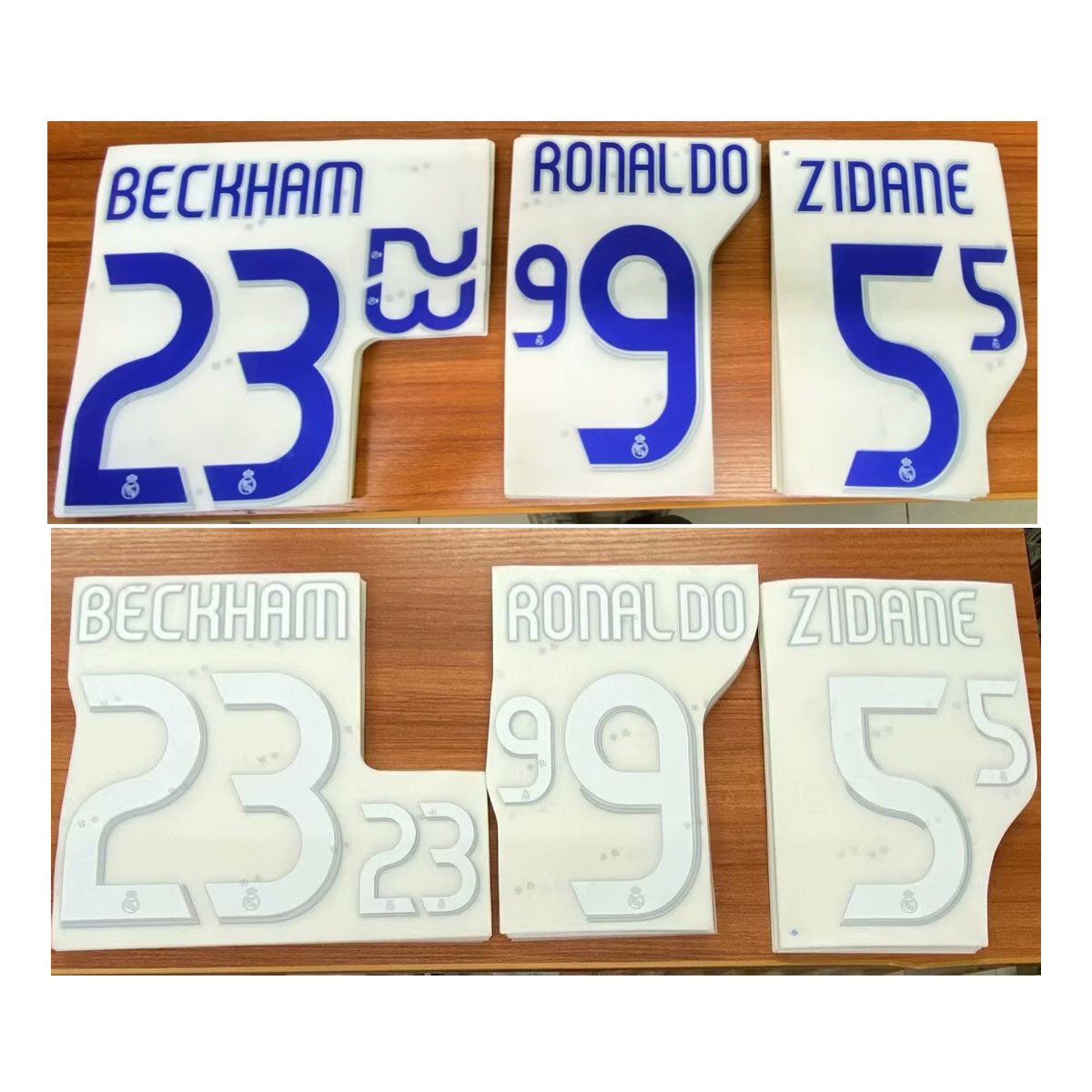 0607皇马成人儿童23号贝克汉姆印号9号罗纳尔多齐达内印号热转印