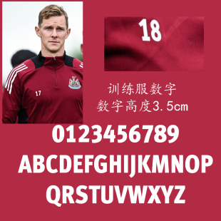 2024英超纽卡斯尔训练服胸前小数字热转印印字印号