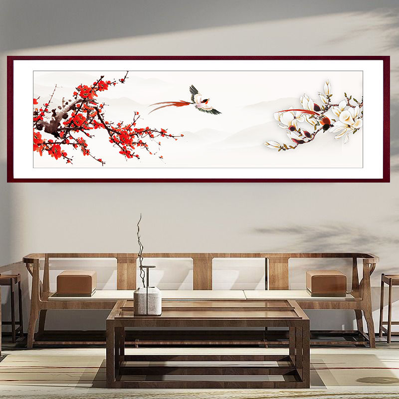 花鸟梅花客厅沙发卧办公室背景墙自粘贴纸画新中式喜上眉梢报春图,家居饰品,现代装饰画,淘宝优惠券,粉丝福利购,淘宝优惠卷