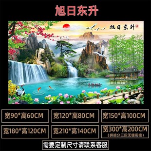 客厅装饰壁画粘画卧室办公室玄关山水墙纸自粘风景装饰画背景墙