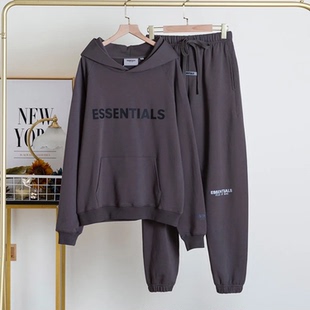 复线Essentials潮流硅胶字母印花毛圈连帽卫衣套装FOG裤子两件套