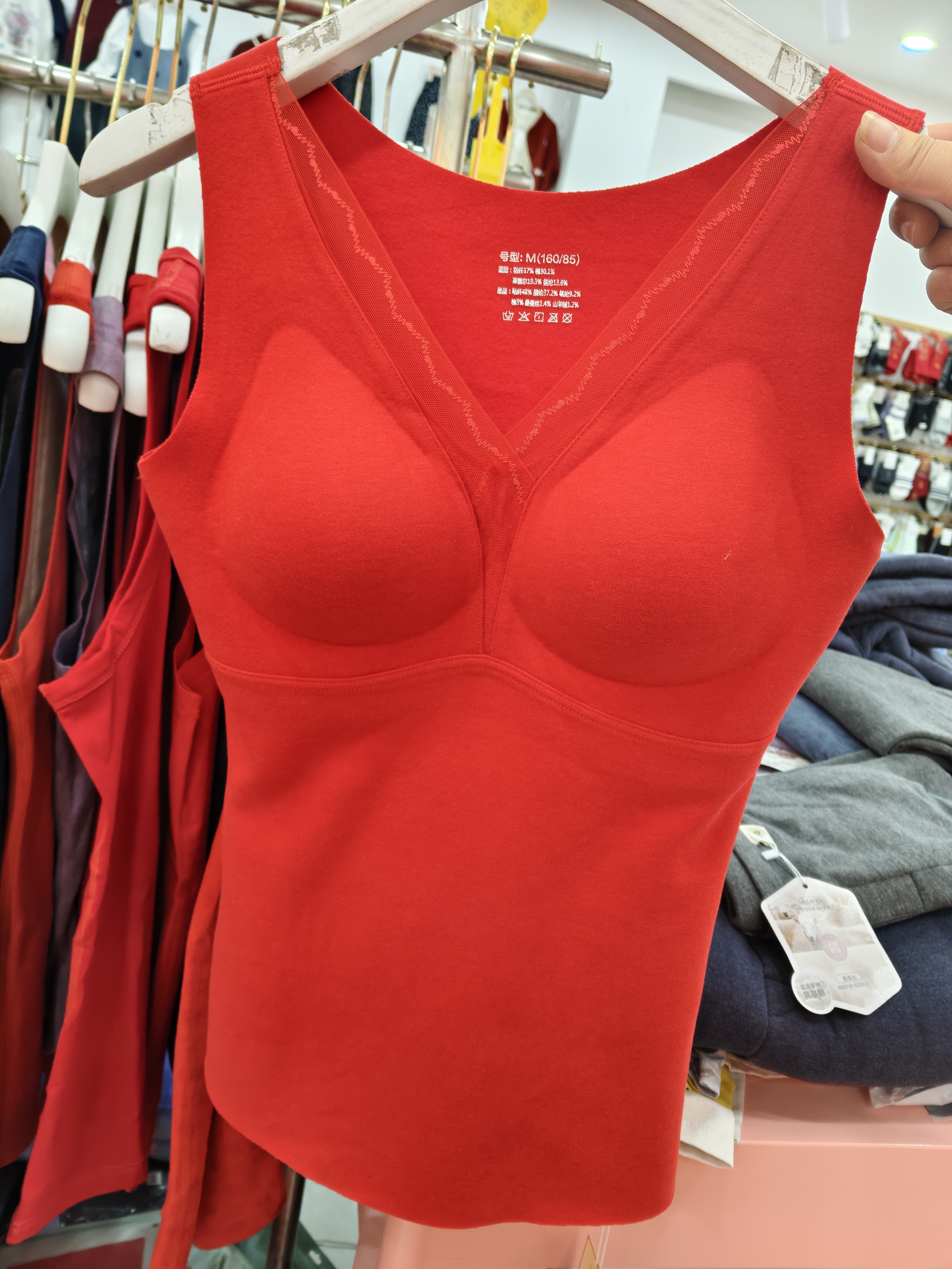1396山羊绒烈焰红养护背心三合一保暖背心m-xxl