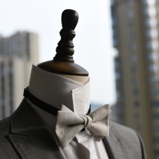 merlin礼服蝴蝶结领结银灰日本织格高品质煲呔西欧聚会伴郎礼物